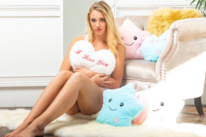 OPIKZONE Magical Lightning Cushion Love Heart Shaped Glowing LED Pillow Changing Light Up Soft Cushion